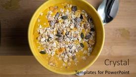  Presentation with pumpkin seeds - Presentation design having pumpkin-soup-with-musli-different background and a gold colored foreground