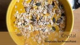  Presentation with pumpkin seeds - Slide deck enhanced with pumpkin-soup-with-musli-different background and a gold colored foreground