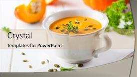  Presentation with pumpkin seeds - Slide set featuring pumpkin soup with pumpkin seed background and a yellow colored foreground