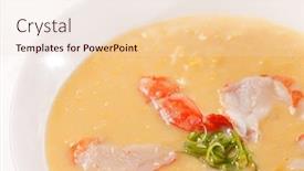  Presentation with shrimps - PPT layouts having pumpkin soup with shrimps background and a lemonade colored foreground