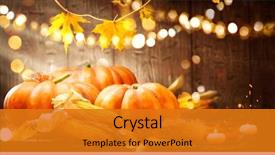  Presentation with fall festival - Colorful presentation theme enhanced with pumpkin squash happy thanksgiving day backdrop and a gold colored foreground