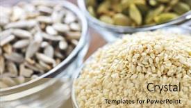  Presentation with pumpkin seeds - Cool new PPT theme with pumpkin sunflower and sesame seeds close up in glass bowl backdrop and a coral colored foreground
