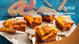  Presentation with blue - Presentation design featuring pumpkin swirl brownies on blue background and a ocean colored foreground