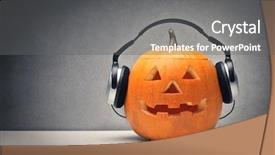  Presentation with traditional music - Slide set with pumpkin with headphones for music background and a gray colored foreground