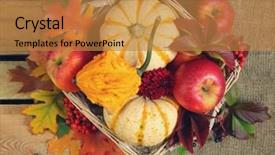  Presentation with autumn wood - PPT layouts with pumpkins and autumn leaves on wood background and a gold colored foreground