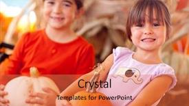  Presentation with fall festival - Presentation theme featuring pumpkin patch one fall background and a coral colored foreground