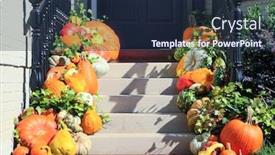  Presentation with halloween - Slide set with pumpkins in front of the door during halloween background and a wine colored foreground