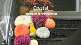  Presentation with halloween pumpkins thanksgiving day - PPT theme having pumpkins in front of the door during halloween background and a dark gray colored foreground