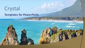  Presentation with beautiful landscapes - Cool new slide deck with punakaki-pancake-rocks-in-paparoa backdrop and a sky blue colored foreground