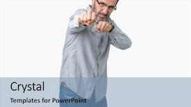  Presentation with elegant man in glasses optics - Slide set featuring punch - handsome middle age elegant senior background and a teal colored foreground