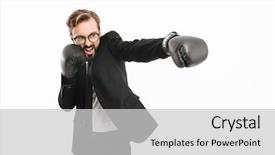  Presentation with black business - PPT theme with punch - portrait of decisive business man background and a light gray colored foreground