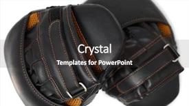  Presentation with variety of sports equipment - Slide set enhanced with punch - set of punching mitts sports background and a dark gray colored foreground