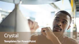  Presentation with african american couples - Audience pleasing PPT theme consisting of punch - young african-american athlete exercising backdrop and a coral colored foreground