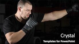  Presentation with fight two boxer boxing - PPT layouts with punch - young male boxer training background and a  colored foreground