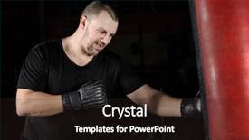  Presentation with boxer - PPT theme featuring punch - young male boxer training background and a  colored foreground