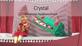  Presentation with show - Presentation theme having punch and judy show background and a soft green colored foreground