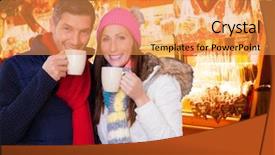  Presentation with wine - Theme consisting of punch claret on christmas market background and a gold colored foreground