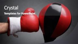 Presentation with business competition - PPT theme featuring punching a red punch bag background and a dark gray colored foreground