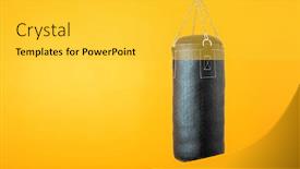  Presentation with bag - Colorful slide deck enhanced with punching-bag-hanging-on-colorful backdrop and a yellow colored foreground