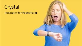  Presentation with coral reefs blue water beautiful sky - Amazing PPT layouts having punctuality - beautiful young woman wearing blue backdrop and a yellow colored foreground