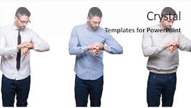  Presentation with collage - Slide set enhanced with punctuality - collage of handsome business man background and a white colored foreground