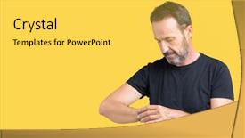  Presentation with time - Theme enhanced with punctuality - handsome middle age hoary senior background and a yellow colored foreground