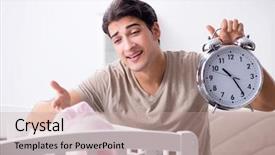  Presentation with crying baby - Cool new presentation with punctuality - young father dad frustrated backdrop and a coral colored foreground