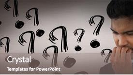  Presentation with question marks - Cool new slides with punctuation - digital composite of frustrated man backdrop and a gray colored foreground