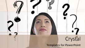  Presentation with digital pedagogy - Theme consisting of punctuation - digital composite of woman looking background and a coral colored foreground