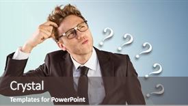  Presentation with blue business - Audience pleasing slide deck consisting of punctuation - frustrated business man against blue backdrop and a tawny brown colored foreground