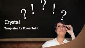  Presentation with brown and purple - Amazing PPT theme having punctuation - thoughtful businesswoman against chalkboard backdrop and a  colored foreground