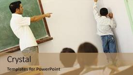  Presentation with punishment - Colorful slide deck enhanced with punishment - children at school classroom backdrop and a coral colored foreground