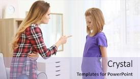  Presentation with daughter - Beautiful slide deck featuring punishment - quarrel between mother and daughter backdrop and a light blue colored foreground