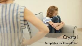  Presentation with daughter - Slide deck having punishment - quarrelled mother and daughter background and a coral colored foreground