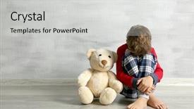  Presentation with punishment - Colorful slides enhanced with punishment - sad little boy with teddy backdrop and a light gray colored foreground