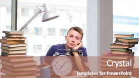  Presentation with punishment - Slides with punishment - young student preparing for school background and a coral colored foreground