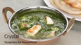  Presentation with curry - PPT theme enhanced with punjab - palak paneer spinach and cheese background and a coral colored foreground