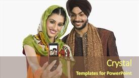  Presentation with self - Cool new slides with punjabi - sikh couple taking self-portrait backdrop and a tawny brown colored foreground