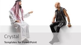  Presentation with punk - Audience pleasing presentation design consisting of punk-and-a-saudi-arab backdrop and a light gray colored foreground