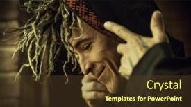  Presentation with black culture - Presentation theme featuring punk-culture-profile-portrait background and a tawny brown colored foreground