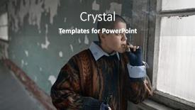  Presentation with alcohol addiction - Theme having punk-female-beggar-suffering background and a dark gray colored foreground