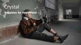  Presentation with alcohol addiction - Presentation theme consisting of punk-female-beggar-suffering background and a dark gray colored foreground