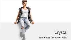  Presentation with punk - Cool new slide deck with punk girl sitting backdrop and a white colored foreground