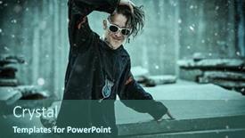  Presentation with black culture - Presentation theme with punk-guy-rock-culture background and a ocean colored foreground