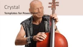  Presentation with punk - Presentation theme having punk-musician-with-a-cello background and a coral colored foreground