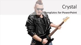  Presentation with electric guitar - Colorful slide deck enhanced with punk rocker playing electric guitar backdrop and a light gray colored foreground