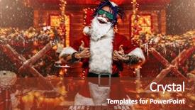  Presentation with party lights - Slide set consisting of punk santa claus in luminous background and a tawny brown colored foreground