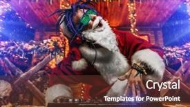  Presentation with party lights - Audience pleasing slides consisting of punk santa claus in luminous backdrop and a tawny brown colored foreground