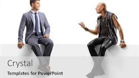  Presentation with punk - Theme enhanced with punk-talking-to-a-professional background and a light gray colored foreground