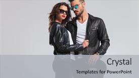  Presentation with punk - Audience pleasing presentation theme consisting of punk woman holding her man backdrop and a light gray colored foreground